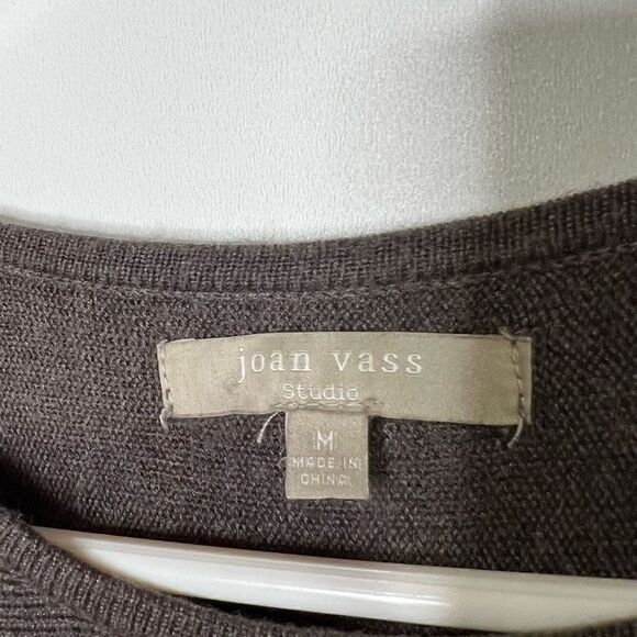 Joan Vass Taupe Brown Tunic Cashmere Blend Sweater Gold Side Zippers - Picture 4 of 10